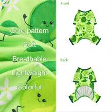 قطعة واحدة من ملابس الحيوات الأليفة ذات موضوع الليمون للكلاب الصغيرة، مرنة وناعمة جدا، قابلة للغسل بالغسالة الآلية، ملابس منزلية ولباس نوم