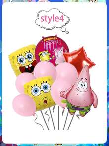SpongeBob SquarePants 海绵宝宝和铝箔气球和彩色卡通乳胶气球海绵宝宝和派大星形状人物铝箔气球 - 彩色 - 查看 8