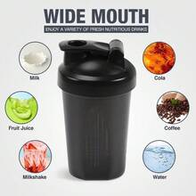 ‌Leakproof Shaker Bottle With Mixing Balls - 12oz  Protein Shaker Cup For Gym, Workouts & Travel - Ideal For Protein Powder, Pre-Workout & Supplements - Portable Drink Bottle For Fitness Enthusiasts & Athletes (White) - 白色和黑色 - 查看 3