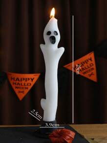 1pc Spooky White Ghost Candles - Long Elegant Taper Candles For Halloween Decor, Gothic Party, Horror Theme Wedding Home Decor Fall Decor Room Decor