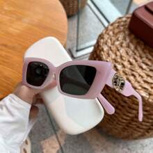 LANTEEM 1 Stück Damen Geometrische Luxus Katzenaugen Doppelschlaufen Modebrille, aus hochwertigen Materialien, angenehm zu tragen, geeignet für den Alltag, Straßenmode, Outdoor-Reisen und Strandurlaub Preppy Stil für Schulanfang rechteckige Form