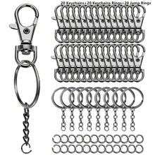 30/60pcs Christmas Keychain Swivel Clasp Hook Stainless Steel Split Key Rings And Jump Rings Bulk Keychain Lanyards, DIY Metal Keychain Making Kit, DIY Keychain Bag Pendant Craft Supplies