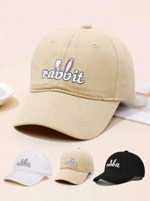 1 pieza Sombrero de protección solar con impresión de orejas de conejo para niños, gorra de béisbol bordada adorable para actividades al aire libre y atuendo diario