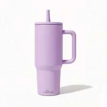1Pc 40oz Leakproof Multicolor Cups, 304 Stainless Steel Thermal Insulated Coffee Mug With Handle, Travel Tumbler With Straw Lid And Spill-Proof Lid , Suitablefor Sport And Office,Perfect Gift For Family, Friends. - 紫色 - 查看 1