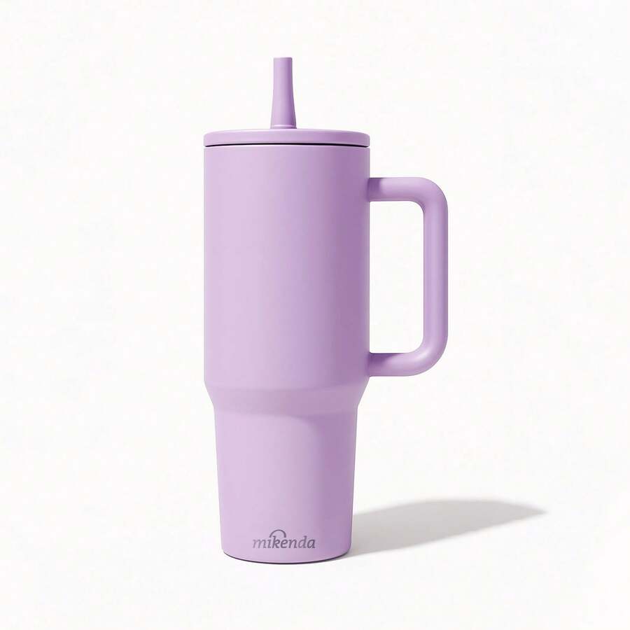 1Pc 40oz Leakproof Multicolor Cups, 304 Stainless Steel Thermal Insulated Coffee Mug With Handle, Travel Tumbler With Straw Lid And Spill-Proof Lid , Suitablefor Sport And Office,Perfect Gift For Family, Friends. - 紫色 - 查看 1