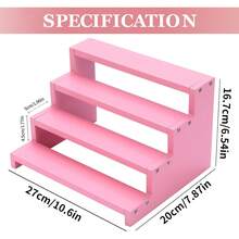 Wooden Perfume Stand For Women 4 Tier Pink Perfume Organizer Stand Perfume Display Shelf & Holder For Women's Dresser & Vanity Desktop Rack For Fragrance Figures Dessert Cupcakes Decoration - White - View 10