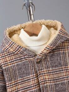 Tween Boys' Casual Fashionable Plaid Beige Jacket