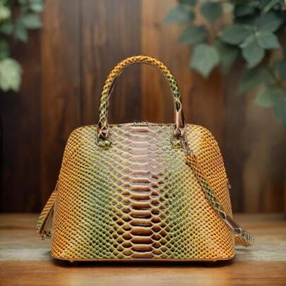 [Medium Tote Bag] Colorful Alligator Snakeskin Pattern Medium Tote Bag | Bold Design Crossbody Bag