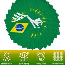 32.8 Pies Bandera de Brasil Banderín con 30 Banderas, 20 Piezas Bandera Pequeña de Brasil de Mano para Eventos Deportivos, Festivales Patrióticos, Día de la Independencia, Fiesta de Fútbol, Decoración Interior y Exterior de Bares
