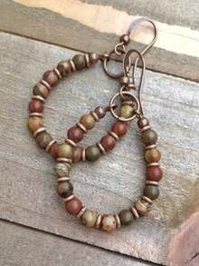 2pcs Boho Handmade Beaded Shell & Wood Bead Hoop Earrings For Women, Perfect Gift For Birthdays, Holiday Gifts, And Parties. Suitable For Daily Wear And Holiday Celebrations, Suitable For All Seasons, And Is An Ideal Choice For Holiday Accessories. - 彩色 - 查看 5