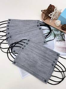 10 件装成人日常一次性非医用口罩 - 藕粉色 - 查看 9