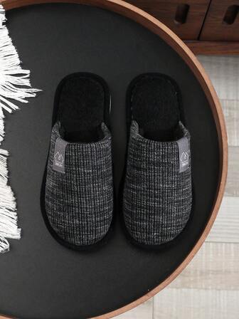 1 par de pantuflas casuales a rayas, ligeras y cómodas pantuflas de interior para hombres, pantuflas silenciosas para dormitorio en otoño/invierno