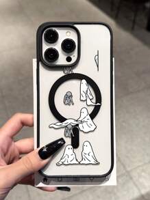1 pieza Funda de teléfono magnética inalámbrica con carga creativa personalizada de acrílico y antideslizante, adecuada para 16 15 14 13 12 11 Pro Max, funda de teléfono transparente