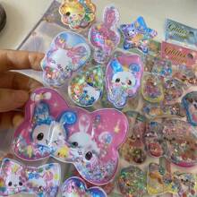 Y2K Retro Bear Bunny Sequin 3D Shake Sticker Phone Case Decoration Stickers