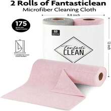 Fantasticlean Microfiber Cleaning Cloth Roll -60 Pack, Tear Away Microfiber Towels, 12" X 12", Reusable, Washable, Scratch Free, Ultra Absorbent Dish Rags For Car, Home, Garage Or Shop (Pink &Amp; Grey) - Pink and Grey - View 4