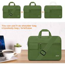 MOSISO Bolsa de Hombro para Portátil Compatible con MacBook Pro 16 2024-2019 M4 A3403 A3186 M3 A2991 M2 M1/Pro 15 A1398,15-15.6 Pulgadas Portátil,Poliéster Flapover Maletín Manga, Negro - Verde Ejército - Ver 7