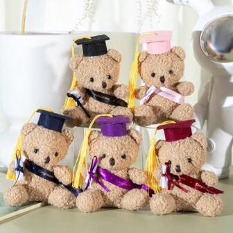 2 pièces/6 pièces Chapeau de diplômé d'ours en peluche, poupée en peluche d'ours diplômé, cadeau commémoratif de remise des diplômes