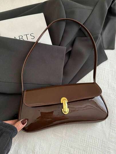 Women's Retro Faux Leather Flap Decor Underarm Shoulder Bag, Suitable For Dates, Outings, Parties And Other Occasions