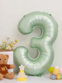 40 英寸 Ins 风格婴儿粉色和蓝色数字铝箔气球，生日派对装饰，复古橄榄绿数字气球 - 綠色 - 查看 15