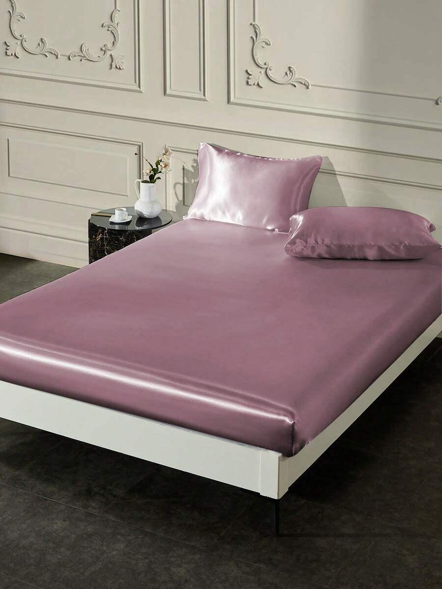 1 tấm ga trải giường satin màu trơn, bộ đồ giường, tấm bảo vệ nệm mềm mại (không có chất độn), ga trải giường vừa vặn thoải mái và thân thiện với làn da cho phòng ngủ, ga trải giường satin đỏ hồng, bộ đồ giường thoáng khí, làm mát bằng túi sâu, ga trải giường phong cách tối giản mềm mại và mượt mà, cho giường cỡ Queen, King, Twin, cỡ lớn, có thể giặt bằng máy, quà tặng hoàn hảo cho ngày lễ, đồ trang trí mùa thu, đồ trang trí mùa thu, đồ trang trí phòng - Màu Hồng Tươi - Xem 1