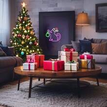 1 件圣诞猫霓虹灯，13.78 * 12.6 英寸，USB 供电 LED 标志，节日墙面装饰，客厅霓虹灯，圣诞派对装饰，宠物爱好者霓虹灯万圣节装饰灯家居装饰派对装饰万圣节装饰房间装饰万圣节花园装饰礼物仙女