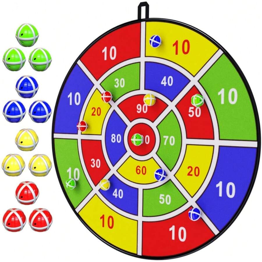 29" Large Dart Board For Kids, Kids Dart Board With Sticky Balls, Boys ToyS,Indoor/SportOutdoor Fun Party Play Game Toys, Birthday Gifts For 3 4 5 6 7 8 9 10 1112 YearOldBoys Girls