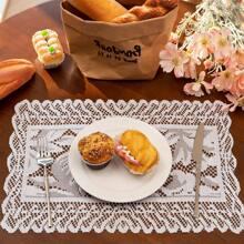 1pc Square Lace Sunflower Placemat, French Lace Luxury Placemat Heatproof Mat For Plates Bowls Fruit Tray Tabletop Decoration