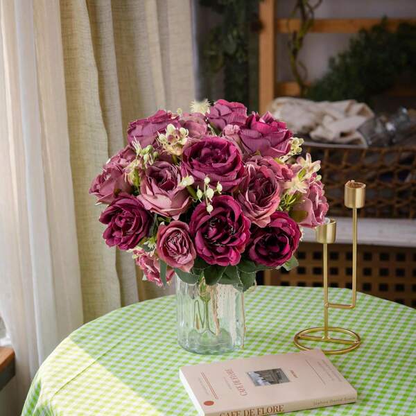 1/3PCS 11.8in Artificial Rose Bundle Autumn Decoration Wedding Decoration Bride Handheld Flower Wrist Flower Breast Material Home Dining Room Bedroom Vase Decoration Flower Bundle DIY Birthday Party Cake Material Mother's Day And New Year Decoration Material Shooting Props, Summer Decor, Fall Decor