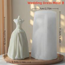 Molde de Silicone para Vela de Vestido de Noiva Nupcial 3D, Fácil de Usar e Limpar, Decoração Elegante para Casa, Perfeito para Casamentos e Presentes de Feriado, Moldes de Vela com Tema Nupcial DIY