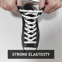 Pairs 5/16 Flat Elastic Long Shoe Laces Laces High Tops, Stretchy Shoelaces Shoe Strings - 純白色(附金屬扣) - 查看 2