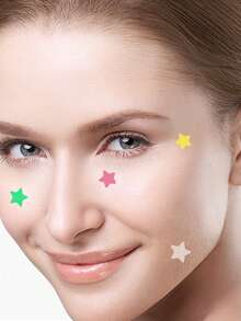2000pcs Star-Shaped Face Stickers - Gentle, Non-Irritating, Decorative Stickers, Waterproof & Breathable, Essential For Daily Face Stickers, Portable, Suitable For Travel, Gatherings, Makeup Tips, Photo Props, Available In 1400/1120/560/280pcs - Multicolor - View 5
