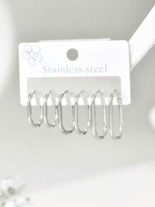 Set de 6 aros de aro de acero inoxidable de calidad premium y minimalista