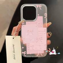 Transparent TPU Material Pink Bow Pattern Case Cover For IPhone XR 11 12 13 14 15 16 Pro MAX 14 15 16 Plus Redmi A2 A3 10C 12C 13C Poco X3 X5 X6 Note 8 9 10 11 12 A04 A05 A15 A23 A32 A34 A35 A50 A52 A55 A72 Moto G04 G7 G15 G22 G32 G35 G52 G53 G60 G84