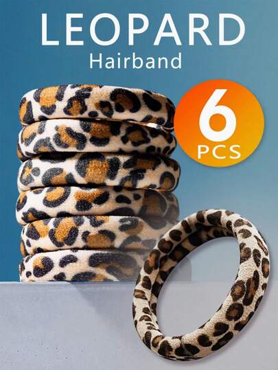 6pcs/Set Leopard Print Ladies Hair Tie Hair Towel Band Ponytail Rope Does Not Damage The Hair Hair Rope, Ponytail Holders, Hair Elastics, Hair Accessories ,Animal Print