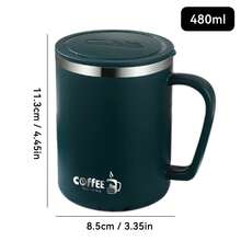 1 Stück 480/500ML Thermoisolierte Kaffeetasse, tragbare 304 Edelstahl Trinkflasche mit Deckel & Griff, kälte- und hitzebeständiger doppelwandiger Trinkbecher, verbrühsicher & auslaufsicher für Milch, Tee, Kaffee, geeignet für Studenten und Erwachsene zuhause, in der Schule, im Wohnheim, im Büro, beim Camping, Picknick, Reisen, Rückkehr zur Schule - Verschiedenfarbig - Übersicht 15