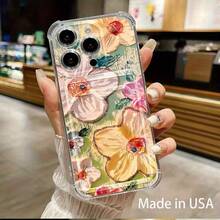 Funda con diseño de cerezas y flores coloridas, compatible con phone 12, 13, 14, 15, 16 Pro, X, XS y 11 - transparente - Ver 2