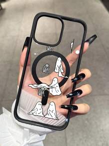 1 pieza Funda de teléfono magnética inalámbrica con carga creativa personalizada de acrílico y antideslizante, adecuada para 16 15 14 13 12 11 Pro Max, funda de teléfono transparente