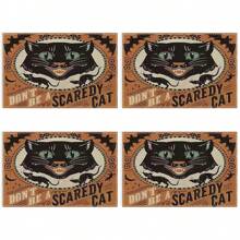 Set de 4/6/12 manteles individuales - Diseño de calabaza de horror, bruja y murciélago - Manteles individuales impresos creativos, resistentes al calor, decoración de mesa de cocina y comedor para Halloween, decoración de habitación, ajuste de mesa para fiestas festivas, aumenta el ambiente festivo