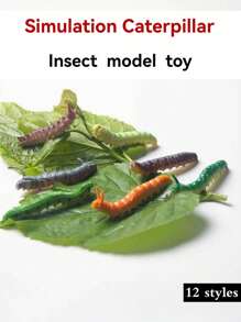 6pcs/12pcs Simulation Caterpillar, Insect Cabbage Worm Model, Small Reptile Toy, Prank And Prank Props, Prank And Scare Entertainment Props, 12 Different Colors, Mixed Colors Randomly Shipped(Mixed Random Shipment),Animal Figure Toys Animal,Fake Insects,Tortoise Toy