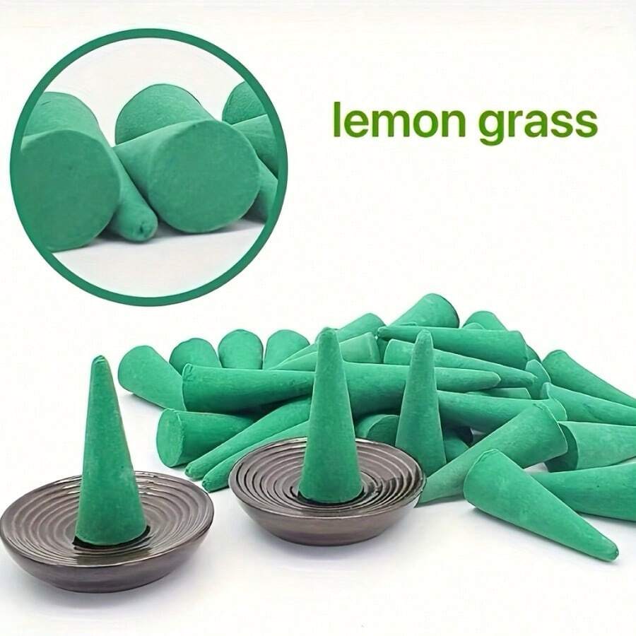 60/122pcs Lemongrass Fragrance Cones, Suitable For Yoga, Meditation, Outdoor Patio, Camping, Hiking, Aromatherapy, Home Decor Indoor & Bathroom