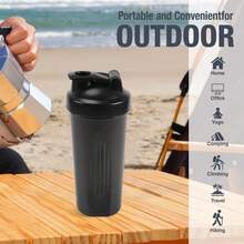 Botella agitadora a prueba de fugas con bolas mezcladoras - Vaso agitador de proteínas de 12 onzas para gimnasio, entrenamientos y viajes - Ideal para polvo de proteína, pre-entrenamiento y suplementos - Botella de bebida portátil para entusiastas del fitness y atletas (Blanco) - Negro - Ver 4