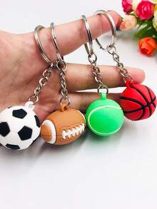 1pc Fashion PVC Volleyball Football Basketball Rugby Tennis Keychain Accessories Business Volleyball Gifts Beach Ball Athletes Sports Men's And Women's Keychain Gifts School - Multicolor - View 2