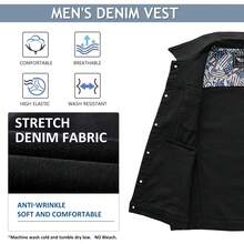 Denim Vest Jacket For Men Fashion Stretchy Trucker Sleeveless Jean Outerwear