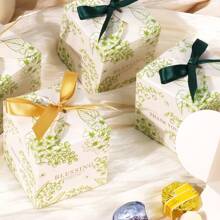 10pcs/1pc 2.5X2.5X2.5 Inch Mini Thank You Gift Boxes, Green Color With Bow Ribbon, Small Candy Bags, Gift Wrapping, Bulk For Birthday, Wedding, National Day, Shower (Green)