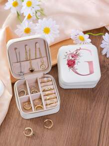 1 Pc A-Z Letter Jewelry Box Ring Storage Box Necklace Storage Box Gifts For Girls Bridesmaid Gifts Mom Gift Ideal Gift White Jewelry Box Pink Jewelry Box