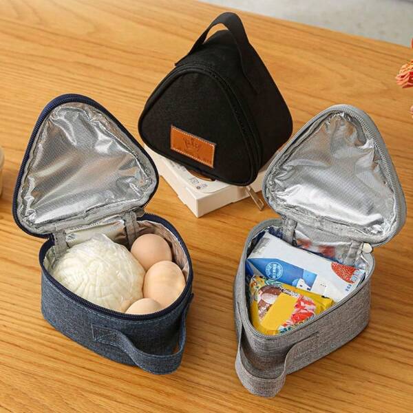 Mini sac isotherme triangulaire en feuille d'aluminium, sac isotherme, sac fourre-tout pour déjeuner d'étudiant, sac pour boule de riz, boîte à lunch, sacs de transport de déjeuner