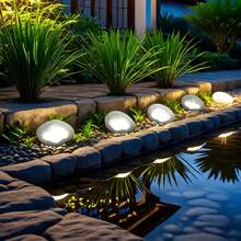 Solar Pebble Lights, Multiple Colors, Outdoor 4 Pebbles Shape Decorative Stone Plastic Lights For Garden Lawn Waterproof.