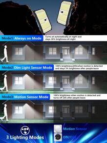 1/2PCS - Motion Sensing Lighting Fixtures, Outdoor Solar Light With, IP 65, Motion Sensor, 270° Wide Angle, Bright LEDWall Light, 3 Modes, Outdoor Solar Light, Outdoor Wall Light, Garden Pool, Patio Front Door, Steps Fence, Garage