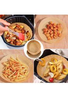 30/50/100 件圆形空气炸锅配件，空气炸锅一次性烘焙纸衬垫防油纸盘，不粘烘焙垫，防水，微波炉烘焙纸，空气炸锅配件空气炸锅烘焙纸