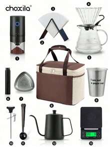 choxila 02 号滴滤咖啡套装 - 便携式旅行露营套装，带储物袋 - 完整的滴滤咖啡机配件（咖啡爱好者的理想节日礼物）/ - V60 Set - 查看 13
